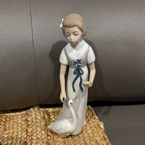 Porcelain Figurine with Girl and Goose